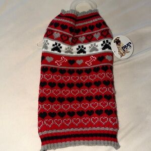 H&M Red and Black Patterned Dog Sweater